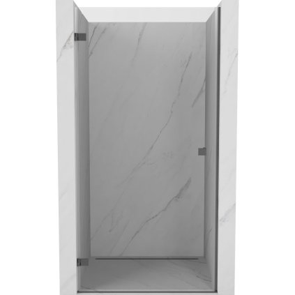 Mexen, Mexen Lunar-B balos nyíló zuhanyajtó 75 cm, átlátszó, szálcsiszolt szürke-fekete - 832-075-000-66-00-L