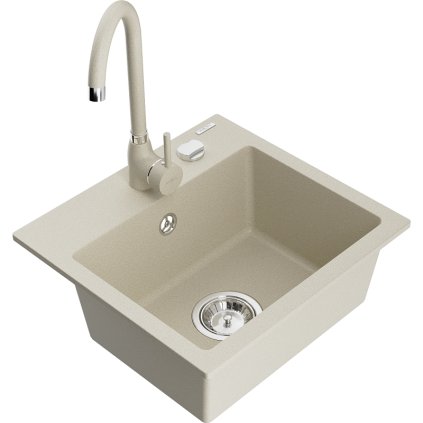 126045 mexen milo 1 komorovy granitovy drez 43 5x41 cm a kuchynska bateria telma bezova 6505 69 670200 69