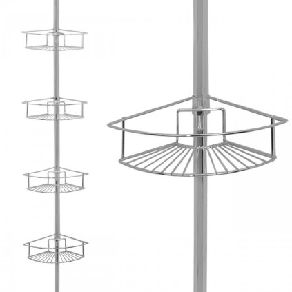 Erga Scopic, sarok teleszkópos zuhanyrúd 4 polccal XL, króm, ERG-YKA-CH.SCOPIC-XL-CHR