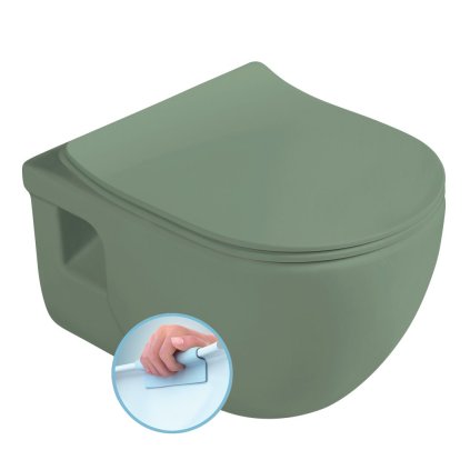 Sapho, BRILLA fali WC-csésze, perem nélküli, 36,5x53cm, matt zöld, 100614-128