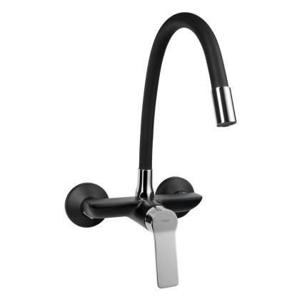 Aqualine, SINTRA fali csaptelep 3/4", flexibilis karral, matt fekete/króm, SX013-70