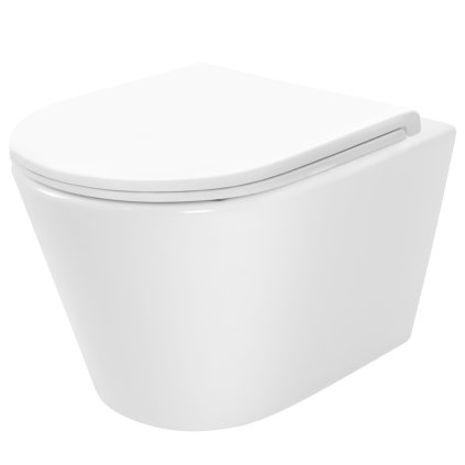 Rea Tito, fali WC-csésze 495x360x355 mm, Tornado NFQ + lassan záródó WC-ülőke, fényes fehér, REA-C6800