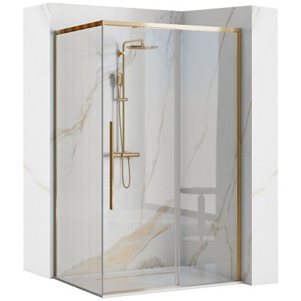 47737 7 rea solar gold elegant sprchovy kut s posuvnymi dverami 100 dvere x 80 stena x 195 cm 6 mm cire sklo zlaty profil rea k4901