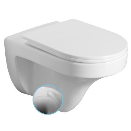 Aqualine, DENICA fali WC-csésze, Vortex Rimless, 36x52cm, fehér, PS8512