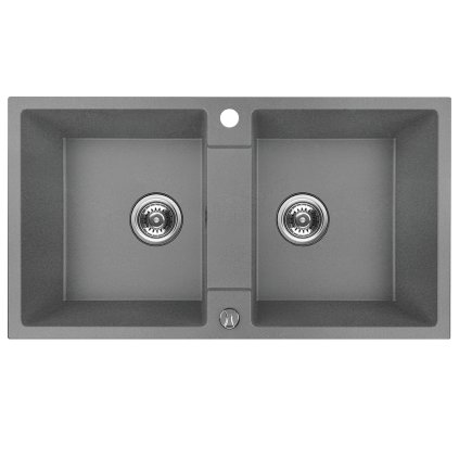 Kuchinox Rab, 2 rekeszes gránit mosogató 800x440x186 mm, szürke, LAV-SBF_520Y
