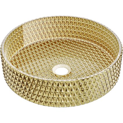 Mexen Aura, üveg pultra szerelhető mosdó 39 × 39 cm, arany, 24013952