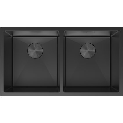 Mexen Binox, 2 rekeszes rozsdamentes mosogató 800 x 450 mm, fekete, 6421802000-70