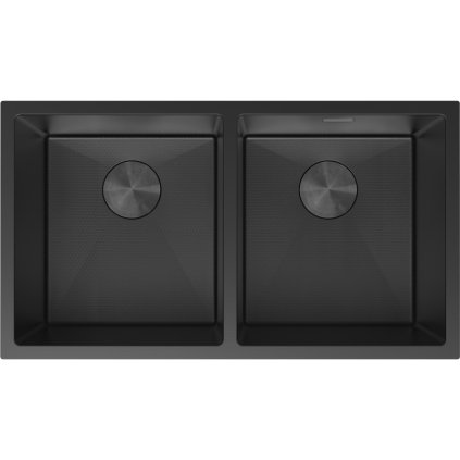 Mexen Binox, 2 rekeszes rozsdamentes mosogató 800 x 450 mm, fekete, méhsejtmintás, 6421802000-70HC