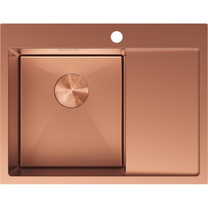 Mexen Exar, 1 medencés rozsdamentes mosogató csepegtetővel, bal oldali, 620 x 480 mm, szálcsiszolt réz, 6431621005L-65