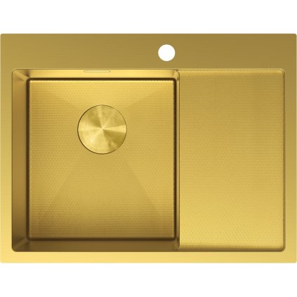 Mexen Exar, 1 medencés rozsdamentes mosogató csepegtetővel, bal oldali, 620 x 480 mm, szálcsiszolt arany, méhsejtminta, 6431621005L-55HC