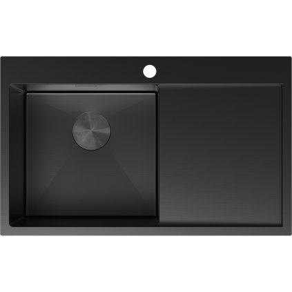 Mexen Exar, 1 medencés rozsdamentes mosogató csepegtetővel, bal oldali, 780 x 480 mm, fekete, 6433781010L-70