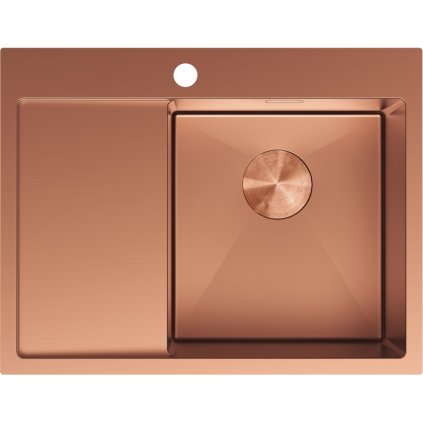 Mexen Exar, 1 medencés rozsdamentes mosogató csepegtetővel, jobb oldali, 620 x 480 mm, szálcsiszolt réz, 6432621005P-65