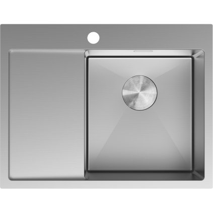 Mexen Exar, 1 rekeszes rozsdamentes mosogató csepegtetővel, jobb oldali, 620 x 480 mm, szálcsiszolt acél, 6432621005P-01