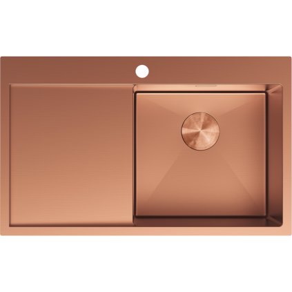 Mexen Exar, 1 medencés rozsdamentes mosogató csepegtetővel, jobb oldali, 780 x 480 mm, szálcsiszolt réz, 6434781010P-65