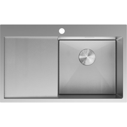 Mexen Exar, 1 medencés rozsdamentes mosogató csepegtetővel, jobb oldali, 780 x 480 mm, szálcsiszolt acél, méhsejtminta, 6434781010P-01HC