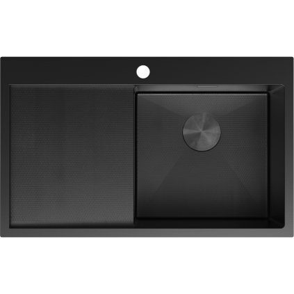 Mexen Exar, 1 medencés rozsdamentes mosogató csepegtetővel, jobb oldali, 780 x 480 mm, fekete, méhsejtmintás, 6434781010P-70HC
