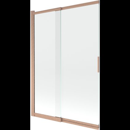 Mexen Fox, kétszárnyú tolóajtós kádparaván 120 × 150 cm, 5 mm-es átlátszó üveg, matt réz profil, 891-120-002-65-00
