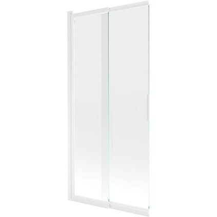 Mexen Fox, kétszárnyú tolóajtós kádparaván 85 × 150 cm, 5 mm-es átlátszó üveg, fehér profil, 891-085-002-20-00