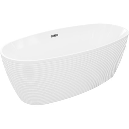 Mexen Lira, szabadon álló kád, mintás, 170 × 80 cm, fényes fehér, grafit túlfolyó, 52831708000-95