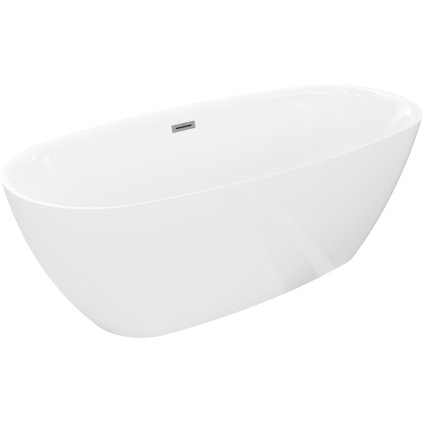 Mexen Luvo Slim, szabadon álló kád 170 × 75 cm, fényes fehér, grafit túlfolyóval, 52801707500-95