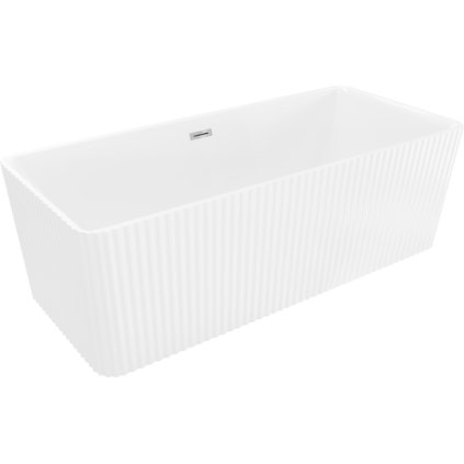 Mexen Nila, szabadon álló, hornyolt kád 170 × 75 cm, fényes fehér, króm túlfolyó, 52841708000-01