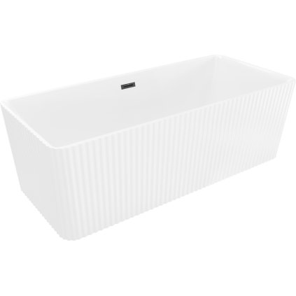 Mexen Nila, szabadon álló, hornyolt kád 170 x 75 cm, fényes fehér, matt fekete túlfolyóval, 52841708000-70