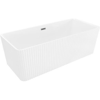 Mexen Nila, szabadon álló, hornyolt kád 170 x 75 cm, fényes fehér, grafit túlfolyóval, 52841708000-95