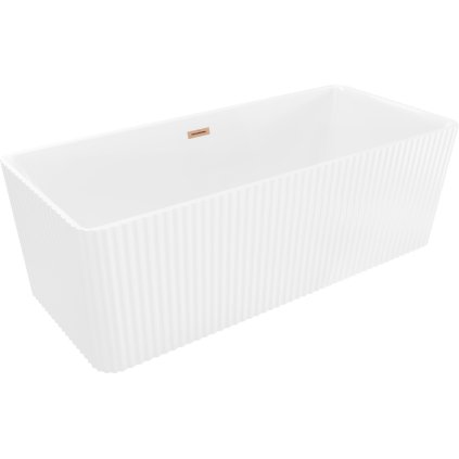 Mexen Nila, szabadon álló, hornyolt kád 170 x 75 cm, fényes fehér, matt réz túlfolyóval, 52841708000-65