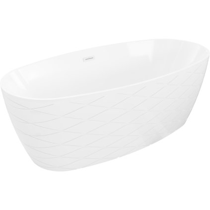 Mexen Olea, szabadon álló kád 170 × 80 cm, fényes fehér, fehér túlfolyóval, 52821708000-20