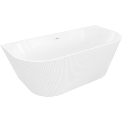 Mexen Oris, szabadon álló, hornyolt kád 150 x 75 cm, fényes fehér, fehér túlfolyóval, 52871507500-20