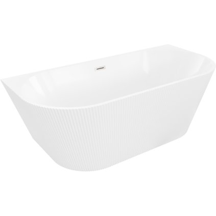 Mexen Oris, szabadon álló, hornyolt kád 150 x 75 cm, fényes fehér, acél túlfolyóval, 52871507500-97