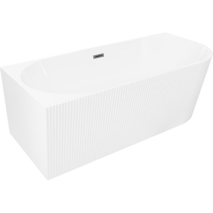Mexen Silo, sarokba épített szabadon álló, hornyolt kád, bal oldali, 150 x 75 cm, fényes fehér, szálcsiszolt grafit túlfolyóval, 52891507500L-66