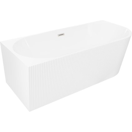 Mexen Silo, sarok szabadon álló, hornyolt kád, bal oldali, 150 x 75 cm, fényes fehér, acél túlfolyó, 52891507500L-97