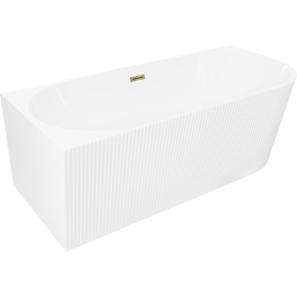 Mexen Silo, sarok szabadon álló, hornyolt kád, bal oldali, 170 x 80 cm, fényes fehér, fényes arany túlfolyóval, 52891708000L-50