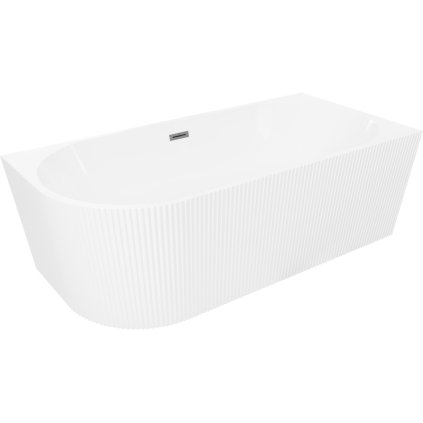 Mexen Silo, sarokba épített szabadon álló, hornyolt kád, jobb oldali, 150 x 75 cm, fényes fehér, grafit túlfolyóval, 52891507500P-95