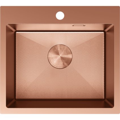 Mexen Solix, 1 medencés rozsdamentes mosogató 500 x 450 mm, szálcsiszolt réz, méhsejtminta, 6402501000-65HC