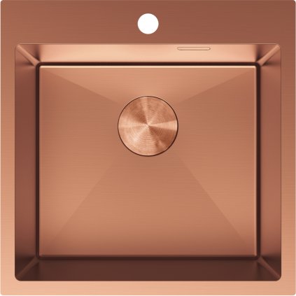 Mexen Solix, 1 rekeszes rozsdamentes mosogató 500 x 500 mm, szálcsiszolt réz, 6407501000-65