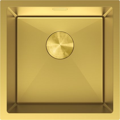 Mexen Trixo, 1 rekeszes rozsdamentes mosogató 440 x 440 mm, szálcsiszolt arany, 6413441000-55
