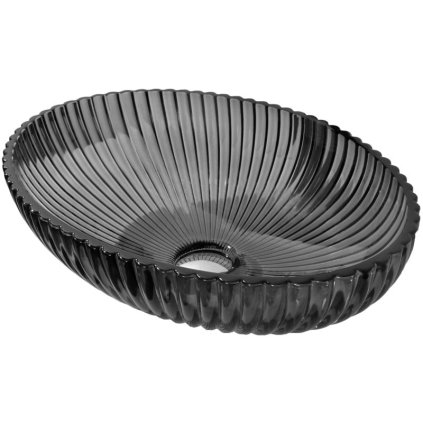 Mexen Zira, üveg pultra szerelhető mosdó 53 × 35 cm, fekete, 24175370