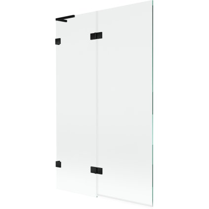 Mexen Lunar L, kétszárnyú kádparaván bal oldali 110 x 150 cm, átlátszó üveg, matt fekete, 897L-110-100-70-00-L