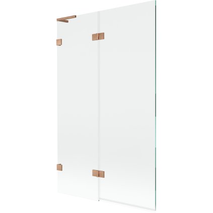 Mexen Lunar L, kétszárnyú kádparaván bal oldali 110 x 150 cm, átlátszó üveg, matt réz, 897L-110-100-65-00-L