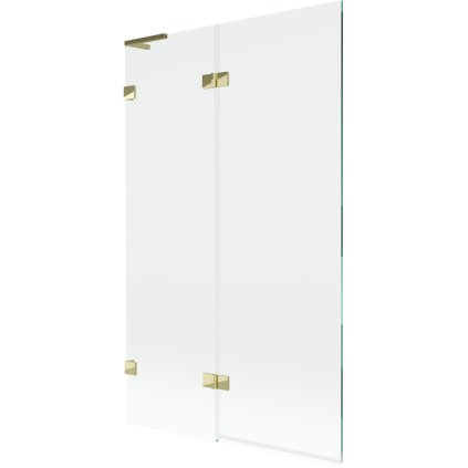 Mexen Lunar L, kétszárnyú kádparaván bal oldali 110 x 150 cm, átlátszó üveg, fényes arany, 897L-110-100-50-00-L