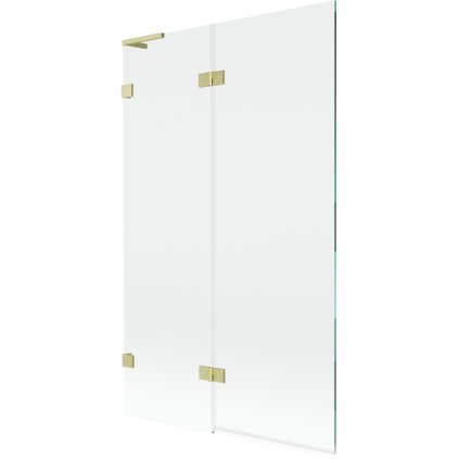 Mexen Lunar L, kétszárnyú kádparaván bal oldali 110 x 150 cm, átlátszó üveg, matt arany, 897L-110-100-55-00-L