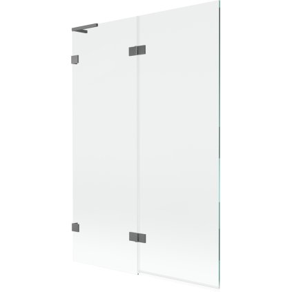 Mexen Lunar L, kétszárnyú kádparaván bal oldali 120 x 150 cm, átlátszó üveg, grafit, 897L-120-100-95-00-L