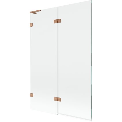 Mexen Lunar L, kétszárnyú kádparaván bal oldali 120 x 150 cm, átlátszó üveg, matt réz, 897L-120-100-65-00-L