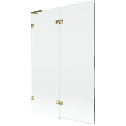 Mexen Lunar L, kétszárnyú kádparaván bal oldali 120 x 150 cm, átlátszó üveg, fényes arany, 897L-120-100-50-00-L