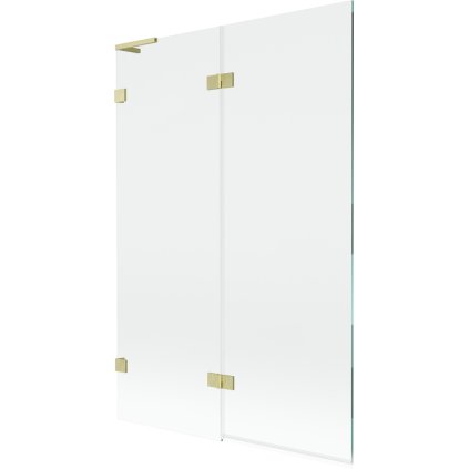 Mexen Lunar L, kétszárnyú kádparaván bal oldali 120 x 150 cm, átlátszó üveg, matt arany, 897L-120-100-55-00-L
