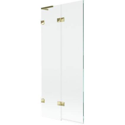 Mexen Lunar L, kétszárnyú kádparaván bal oldali 80 x 150 cm, átlátszó üveg, fényes arany, 897L-080-100-50-00-L