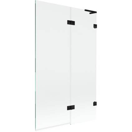 Mexen Lunar L, kétszárnyú kádparaván jobb oldali 110 x 150 cm, átlátszó üveg, matt fekete, 897L-110-100-70-00-P