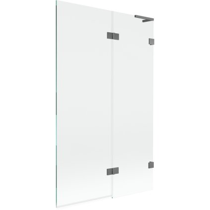 Mexen Lunar L, kétszárnyú kádparaván jobb oldali 110 x 150 cm, átlátszó üveg, grafit, 897L-110-100-95-00-P